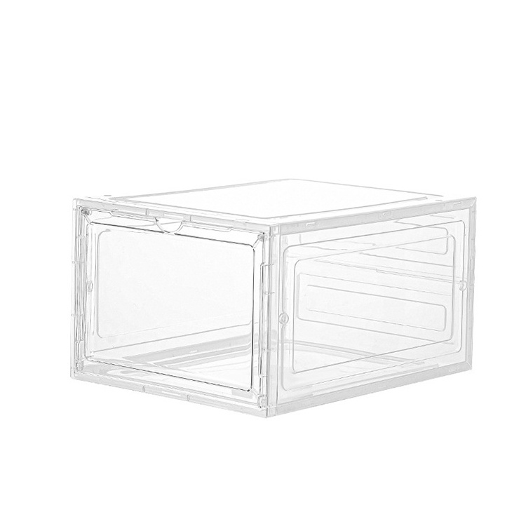 Wholesale Plastic Display Case Shoe Collection Storage Clear Sneaker Boxes Stackable with Magnetic Door