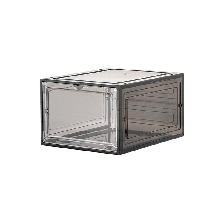 Wholesale Plastic Display Case Shoe Collection Storage Clear Sneaker Boxes Stackable with Magnetic Door