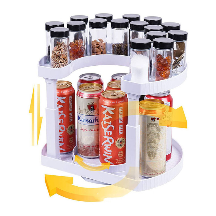 Hot Sale Condiment Spin Turntables Spice Spinner Rotating Two-Tiered Spice Organizer Holder For Saving Space