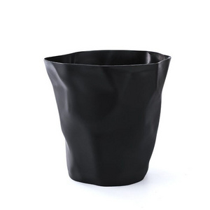 Wholesale Wide Desk Bin Unique Household Bedroom Trash Can Black Plastic Garbage Bin