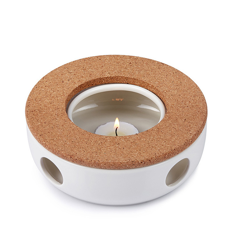 High Quality White Porcelain Stand Candle Holder Heating Ceramic Tealight Holder Candle Set Teapot Warmer