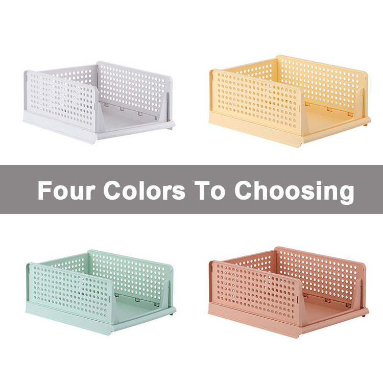 Hot Sale White Stackable Bins Plastic Folding Drawer Shelf Collapsible Wardrobe Clothes Organizer Closet For Bedroom Cabinet