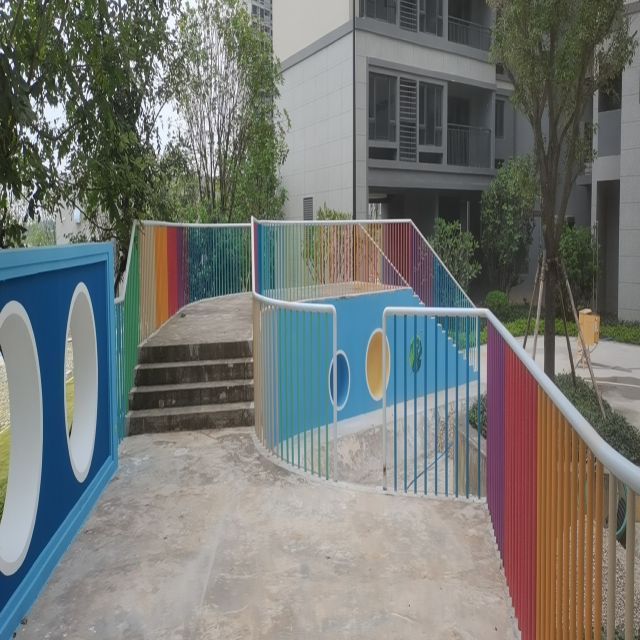 Factory Customized Outdoor Stair Rail Playground Colorful Railings Metal Fence