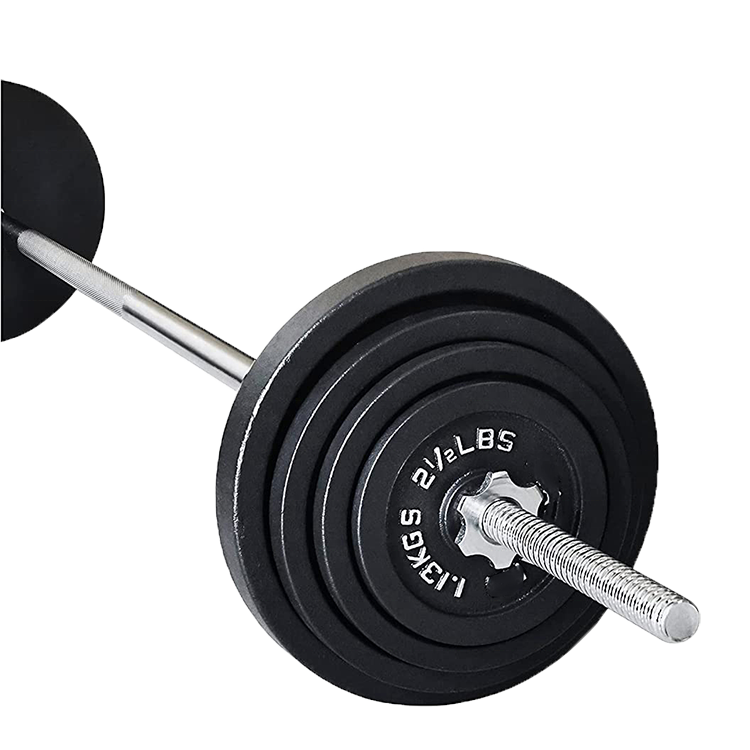 High Quality Adjustable Cast Iron Standard Weight Plates Weightlifting Barbell with Star Locks