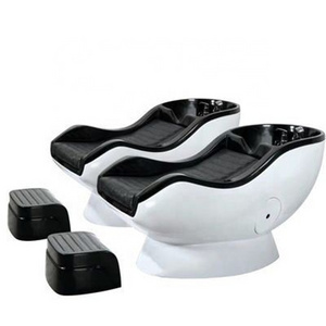 Siman Fully white and black high quality plated simple shampoo chair white ceramic wash basin matching faucet shower