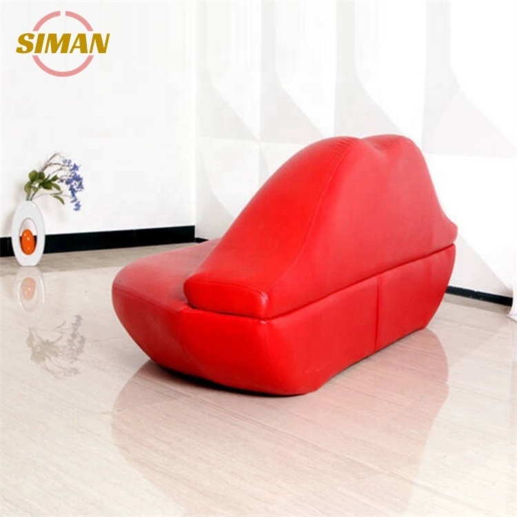 Siman red lip sofa loving living room wholesale modern red pink sofa Fashion Luxury fabric leather sofa furniture set