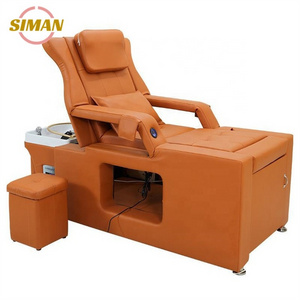 Siman orange black shampoo bed pedicure foot spa multi-functional new salon bed with water circulation phototherapy steamer