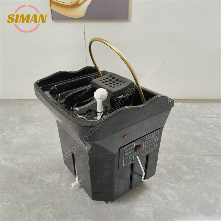 Siman new acrylic shampoo bowl with water circulation and steamer light therapy high quality hair wash tank spa salon equipment