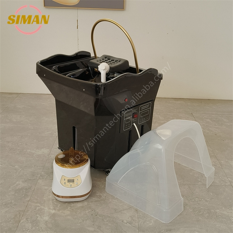 Siman portable shampoo sink with heater and 60L water storage tank no plumbing barbershop spa salon modern black hair wash unit