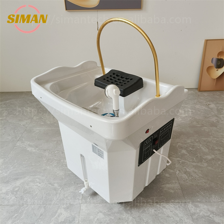 Siman new acrylic shampoo bowl with water circulation and steamer light therapy high quality hair wash tank spa salon equipment