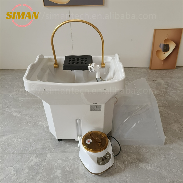 Siman portable shampoo sink with heater and 60L water storage tank no plumbing barbershop spa salon modern black hair wash unit