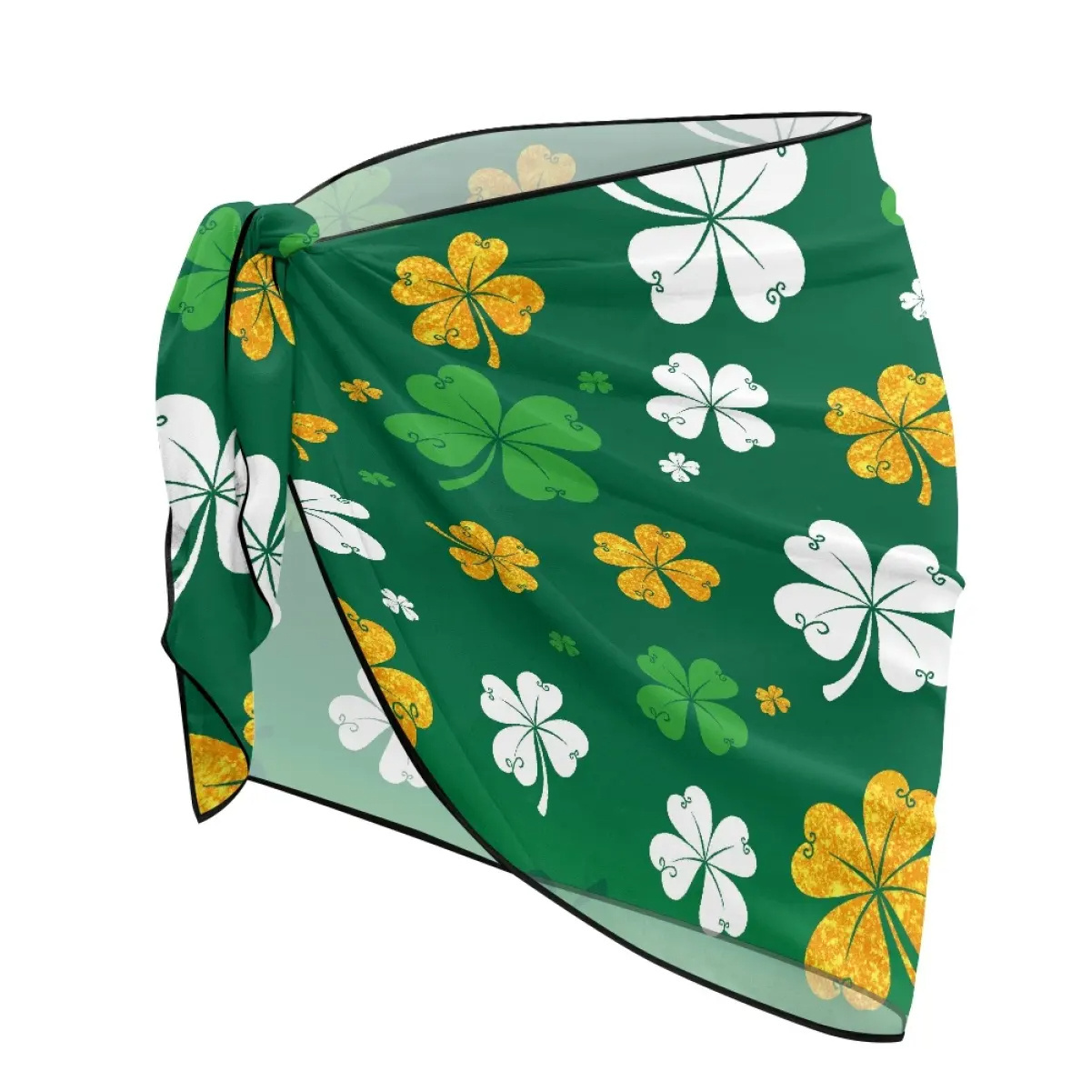 Newest Designs Women's Beach Bikini Sheer Short Skirt Summer Short Sarong Swimsuit St. Patrick's Day Theme Swimwear Cover-ups