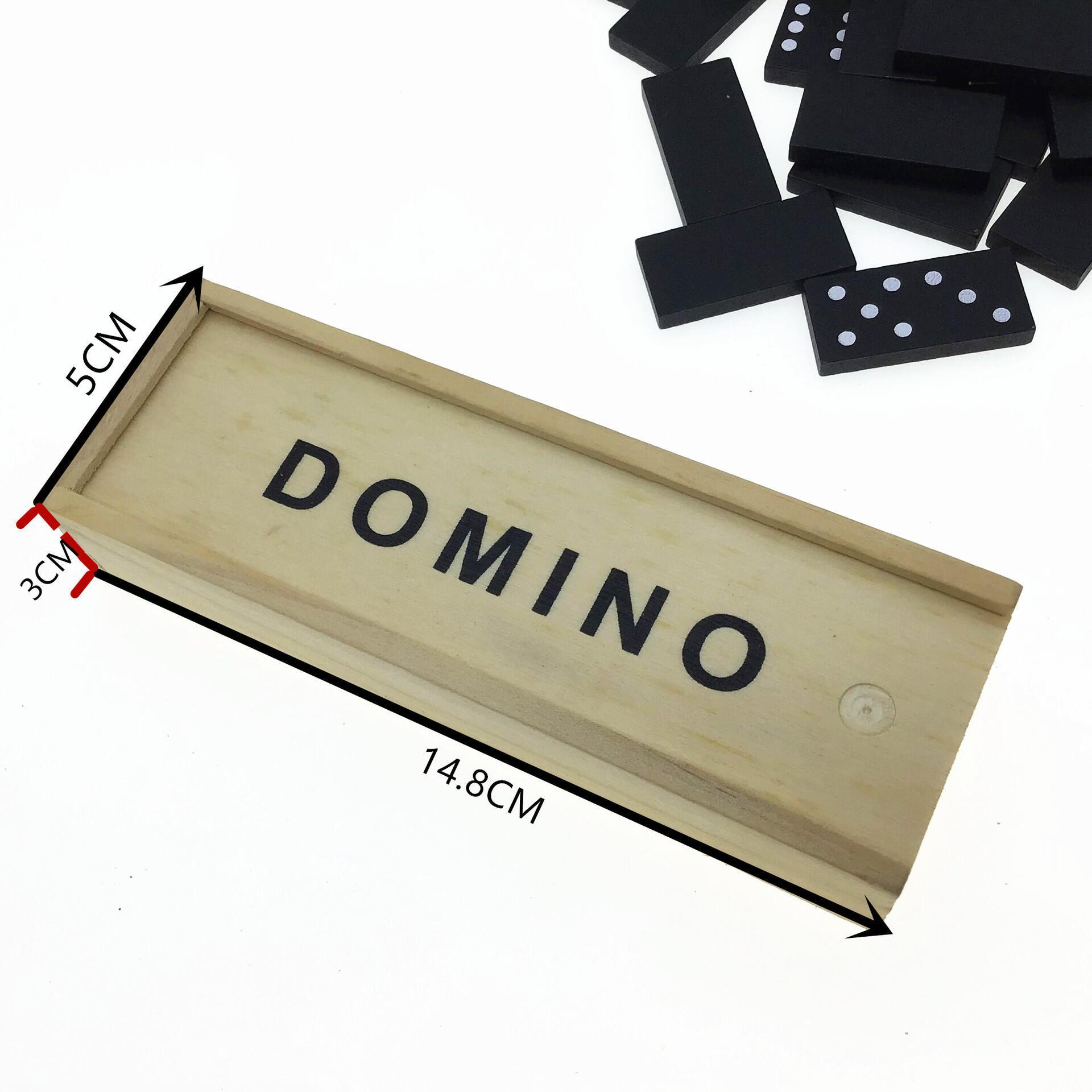 Wooden Black 28pcs Tile Dominoes Board Games Set in Box Club Classroom Party Game Children Kids Toy Adults Game