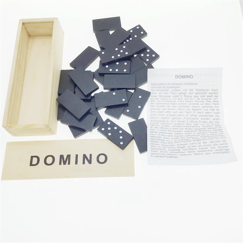 Wooden Black 28pcs Tile Dominoes Board Games Set in Box Club Classroom Party Game Children Kids Toy Adults Game