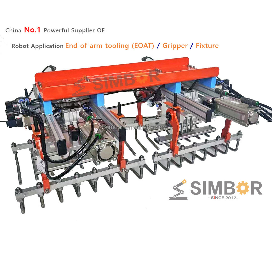 china top1 robot stack palletizing two bag gripping tool two bag grab clamper robot claw gripper EOAT fixture manufacturer