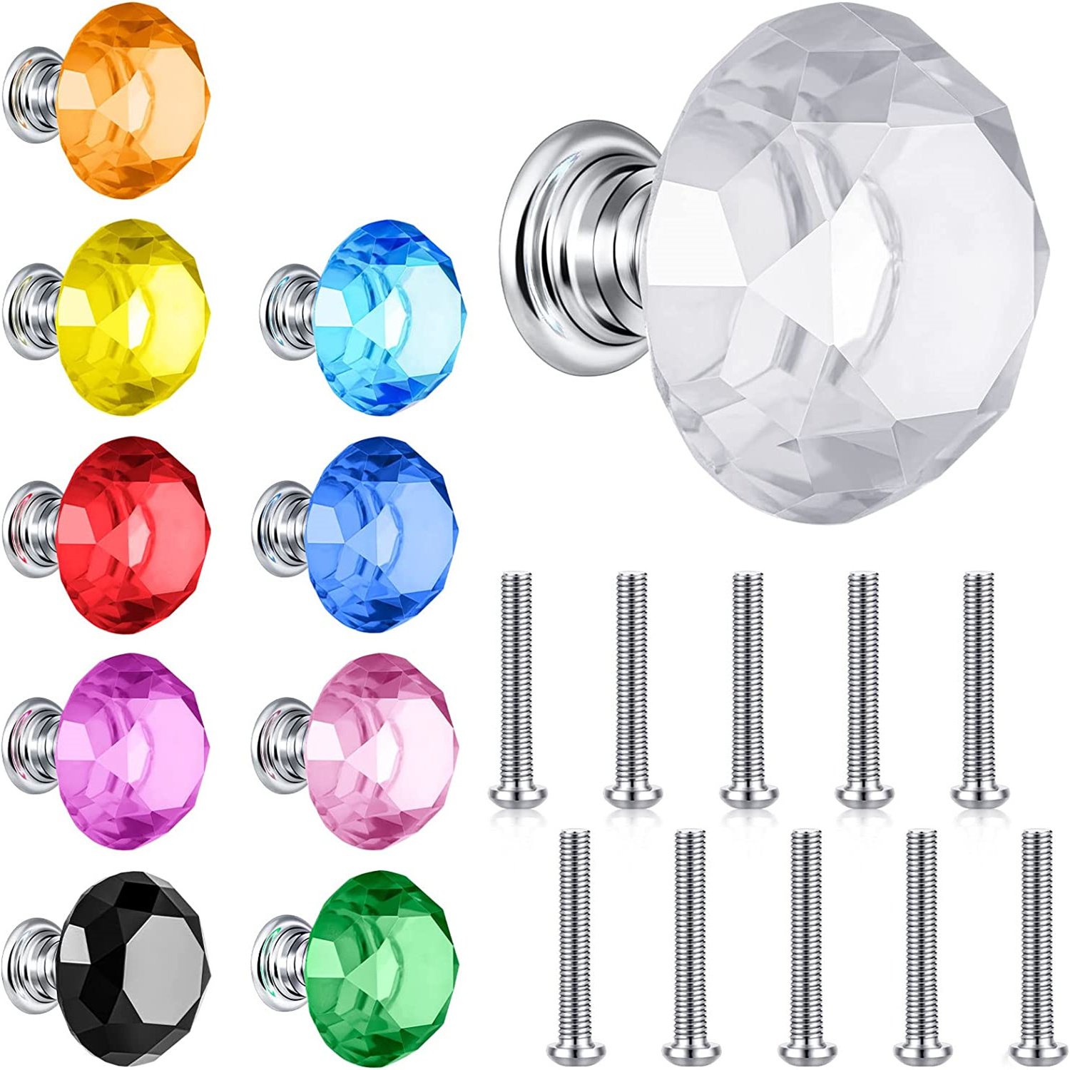 Kitchen Dresser Drawer Cupboard Clear Crystal Drawer Knobs Diamond Shaped Glass Cabinet Knobs Pulls JK