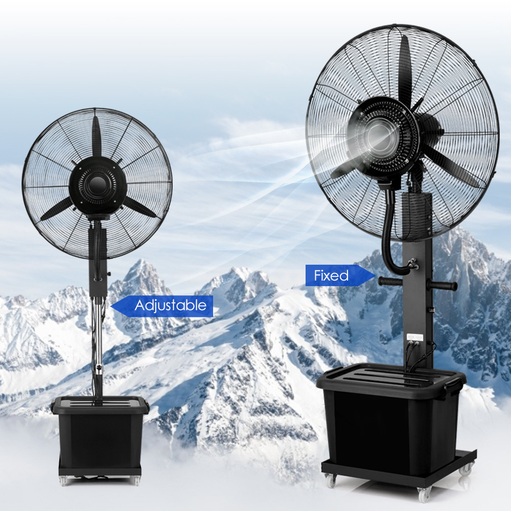 Wholesale 220V Outdoor Restaurant portable 43L 26-30inch Water mist spray fan summer air cooling mist fan