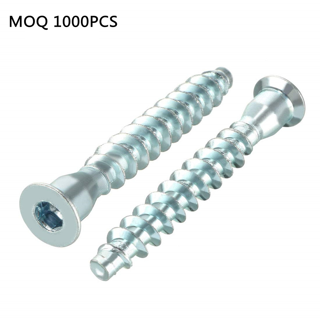 Blue and white zinc hexagonal cabinet screws cross recessed straight repair screws, wooden tooth furniture screws