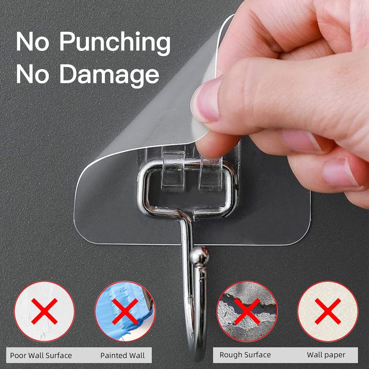 Kitchen Adhesive Hooks Hanging Multifunctional Heavy Duty Hooks Waterproof Transparent Wall Hooks JK