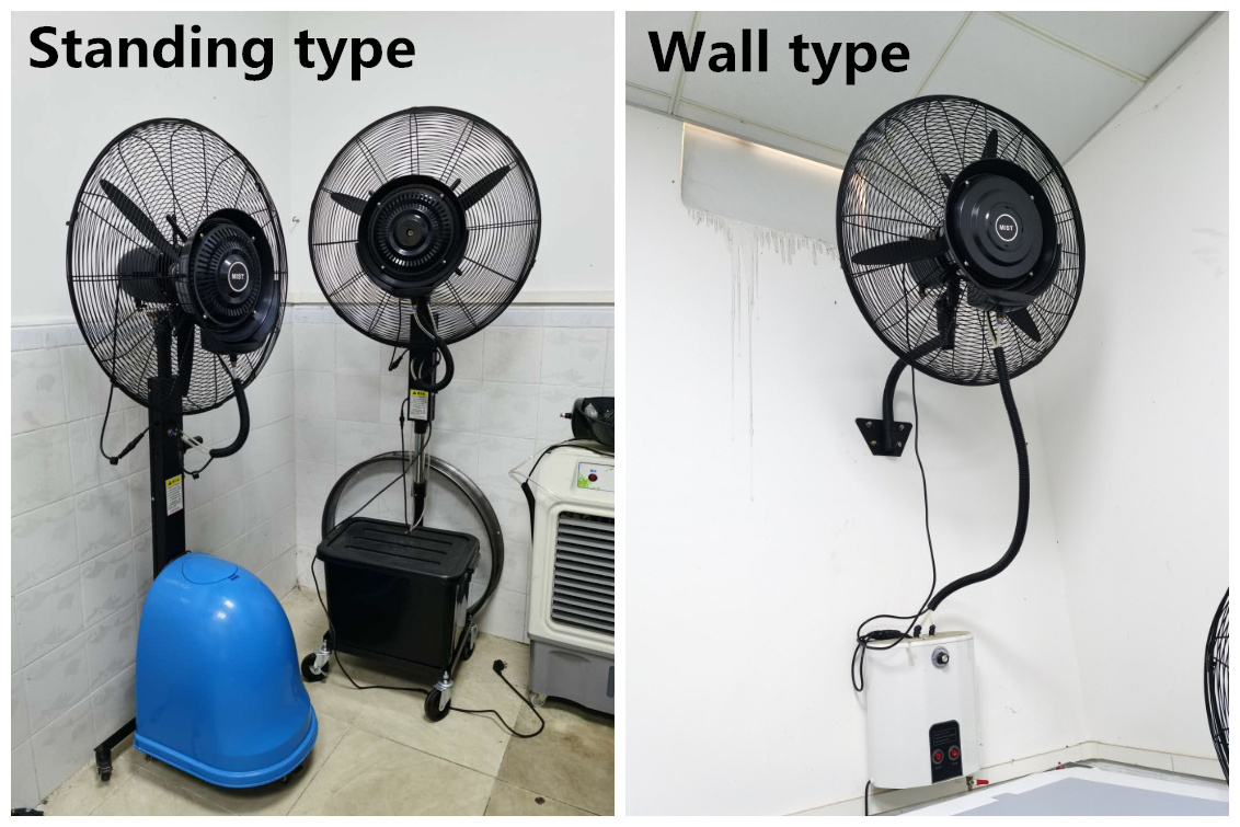 Wholesale 220V Outdoor Restaurant portable 43L 26-30inch Water mist spray fan summer air cooling mist fan