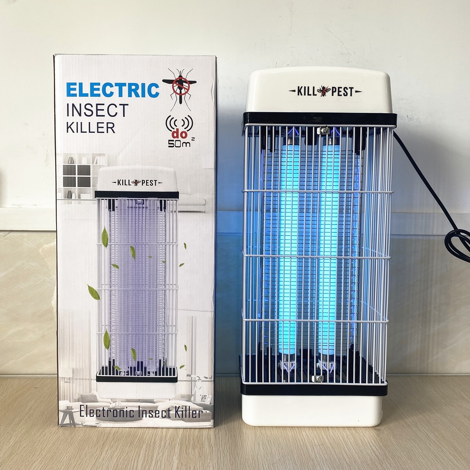 Flying Insects killer full coverage the best mosquito lamp bug zapper fly trap with high electric shock with UV Light 2*20W PL