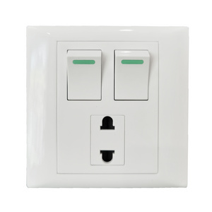 Hot sale Cambodia 2 gang 1 way 2 socket 10-13A light electrical 86*86mm switch socket PL