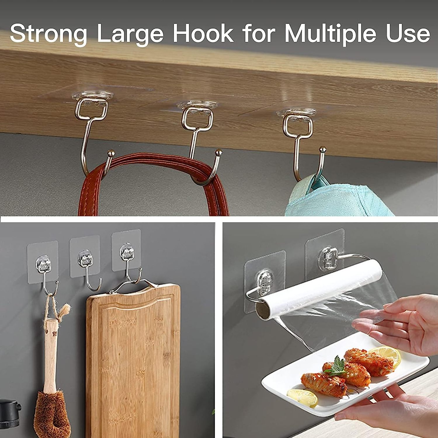 Kitchen Adhesive Hooks Hanging Multifunctional Heavy Duty Hooks Waterproof Transparent Wall Hooks JK