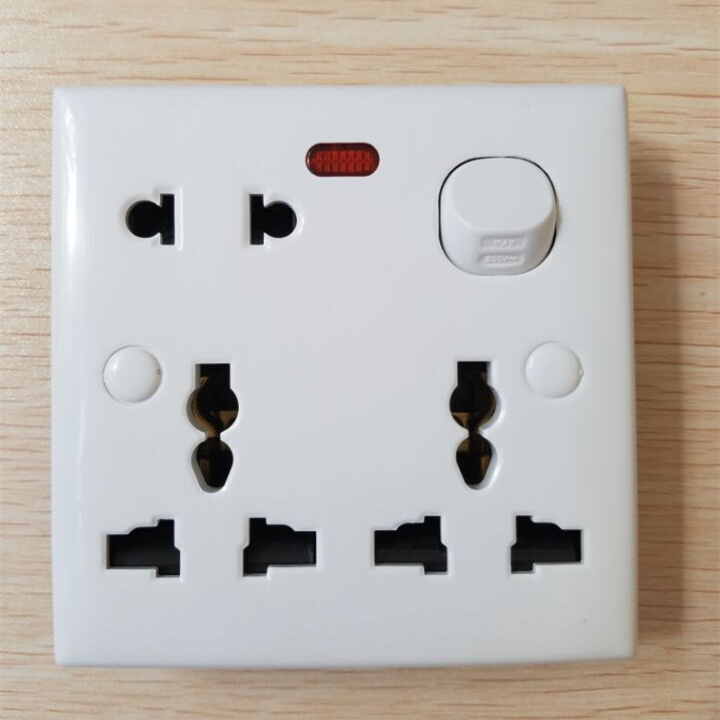 Bangladesh 8pins Wall Switch Socket 1 gang switch 6 pin universal socket 13A