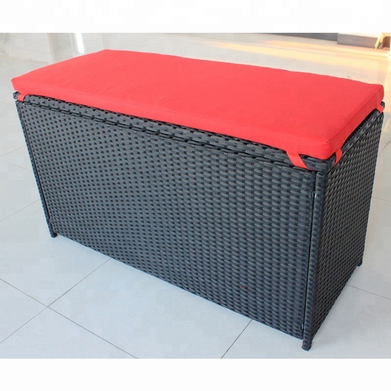 wicker PE rattan storage bench and ottoman