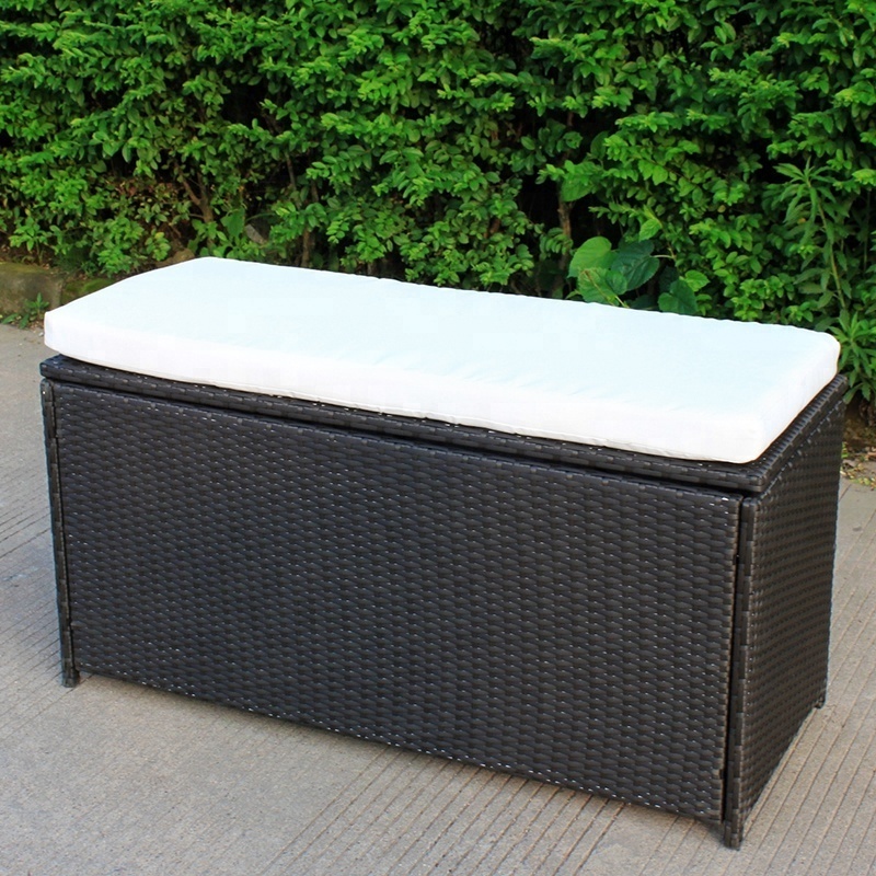 wicker PE rattan storage bench and ottoman