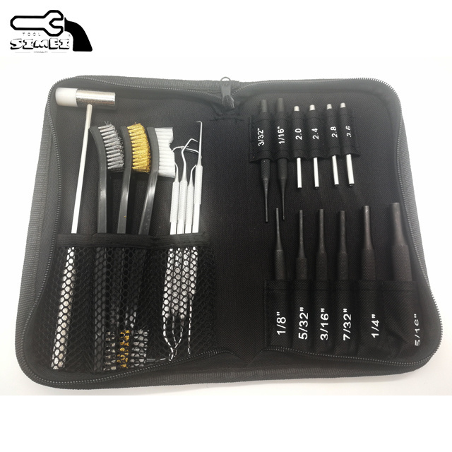 21-Piece Gunsmith Kit with Hammer Puncher Brushes and Picks In Soft Pouch