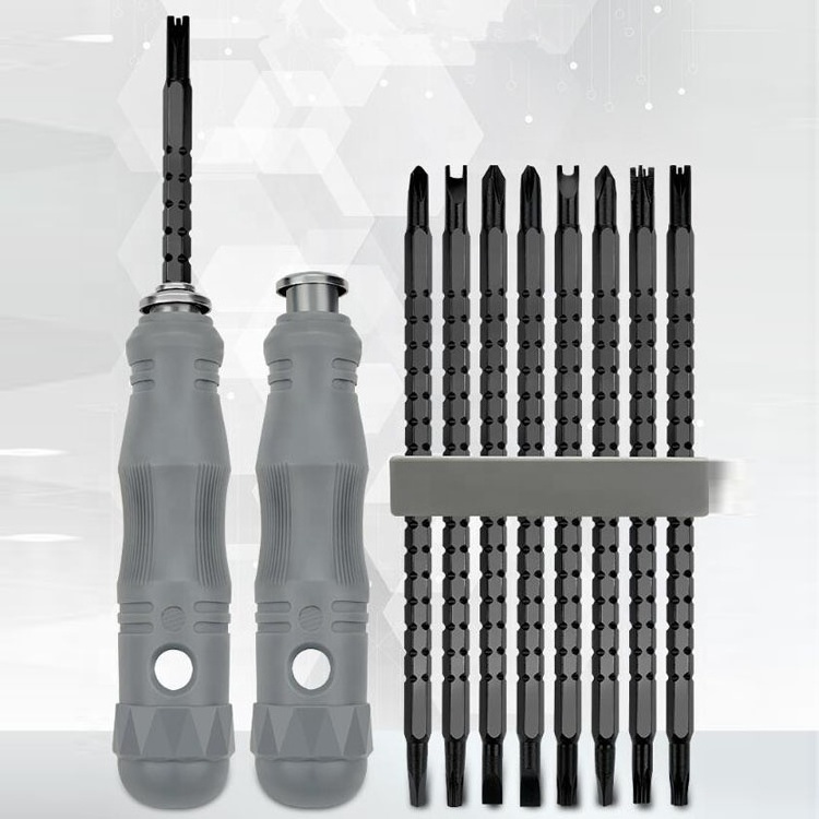 No.7S012  17 in 1 Adjustable and Multi-function Screwdriver Set  Two Ends and Magnetic Replaceable Bits Cushion Grip Handle