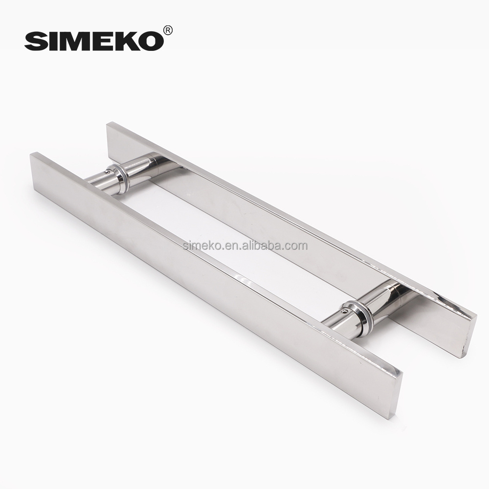 Hot Sell Durable Stainless Steel Glass Push Pull OEM Customized Square Pipe H Shape Glass Door Handle