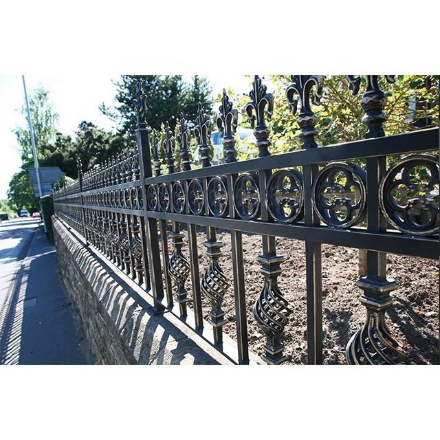 2021 New Wrought Iron Fence Design Metal Stair Railing Steel Fence Steel Picket Fencing