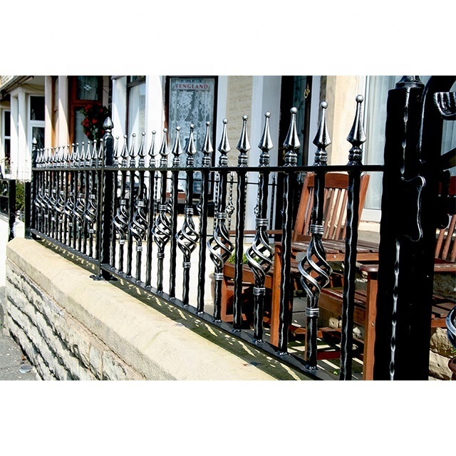 2021 New Wrought Iron Fence Design Metal Stair Railing Steel Fence Steel Picket Fencing