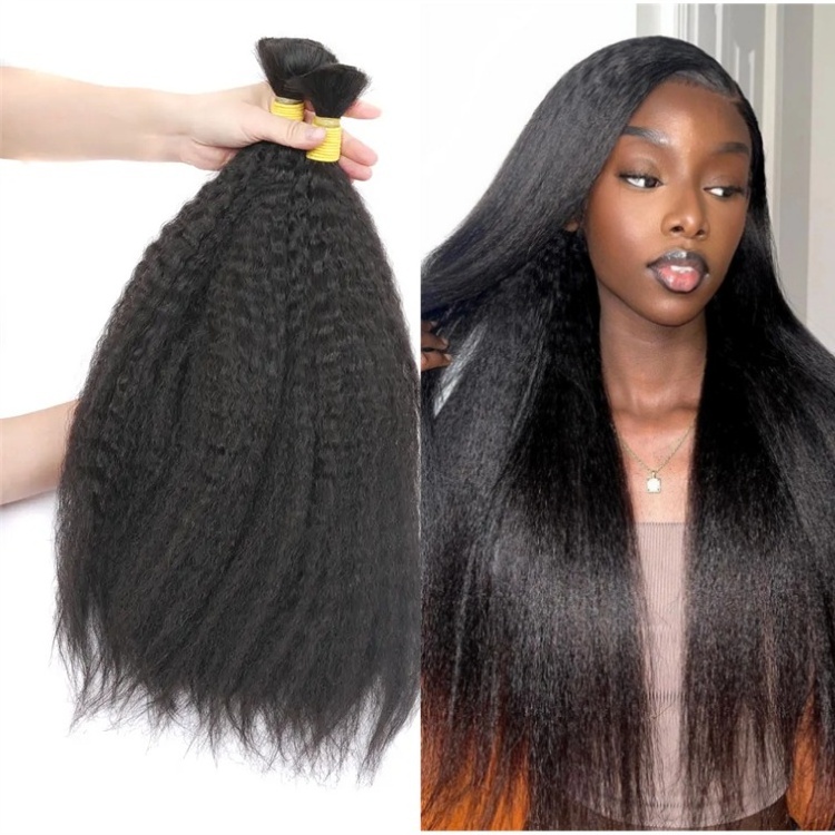 Afro Kinky Straight Grey Locks Human Hair Bulk For Braiding Raw Brazilian Hair Extensions Remy Crochet Braids No Weft 100G 1PC