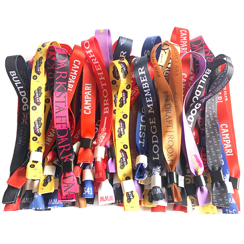 2024 Party Custom Barrel Lock Wristbands Plain Fabric Festival Cloth Entrance Ticket Event Satin Wristband For Concert