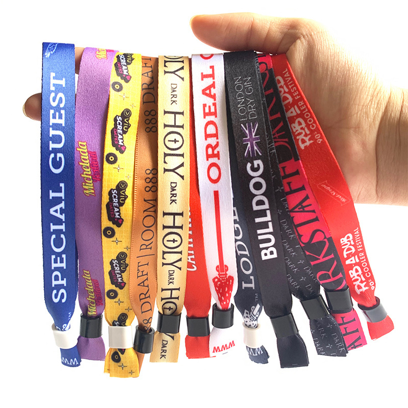 2024 Party Custom Barrel Lock Wristbands Plain Fabric Festival Cloth Entrance Ticket Event Satin Wristband For Concert