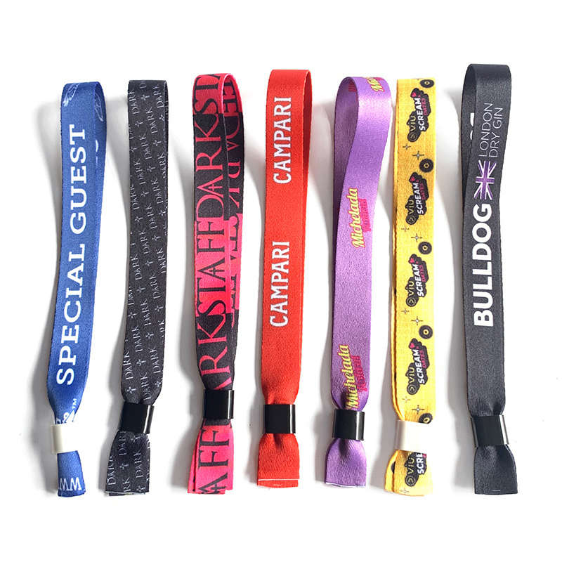 2024 Party Custom Barrel Lock Wristbands Plain Fabric Festival Cloth Entrance Ticket Event Satin Wristband For Concert