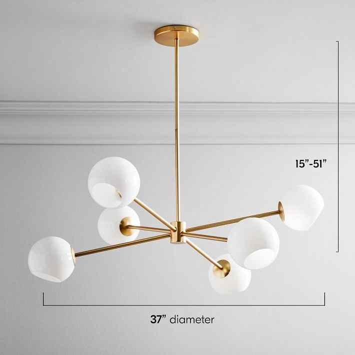 Simig lighting lamp Modern Steel frame Six milk glass ball ceiling chandelier lighting for hotel Living Room