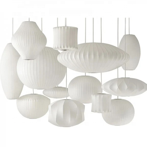 Simig lighting modern classic design Nelson Bubble pendant lamp Silk covered chandelier for living room