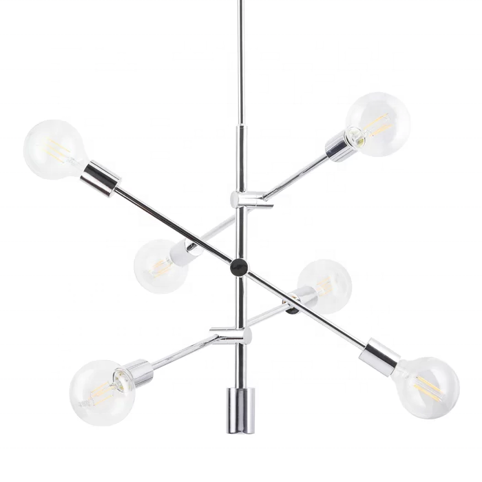 2020 Simig Simple style design with Baton 6 glass Light Sputnik Black Modern Linear Transitional Chandelier for home lighting