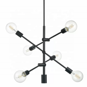 2020 Simig Simple style design with Baton 6 glass Light Sputnik Black Modern Linear Transitional Chandelier for home lighting