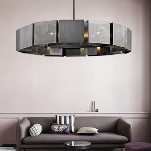 Simig lighting simple modern black round big stainless steel chandelier for bedroom living dining room