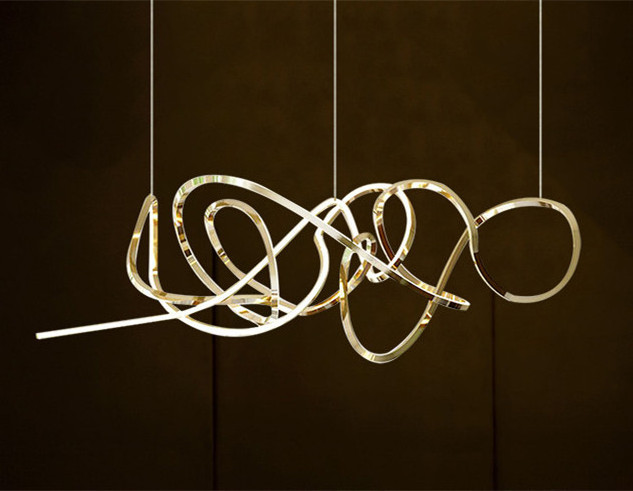 Simig lighting Nordic minimalist art deco unique linear led gold long ring circle lustre chandelier pendant light