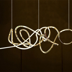 Simig lighting Nordic minimalist art deco unique linear led gold long ring circle lustre chandelier pendant light