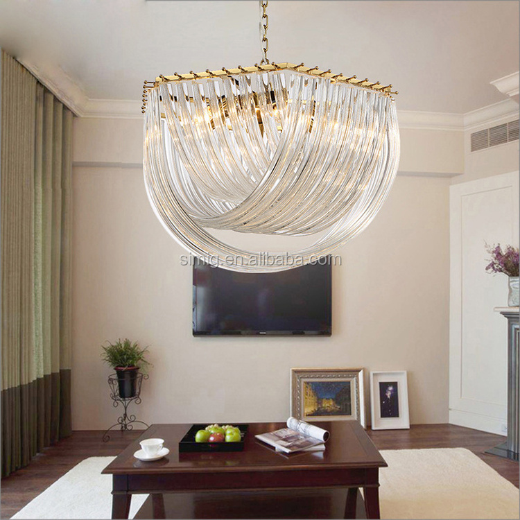 Simig lighting lamp modern luxury simple creative crystal glass rod E14 chandelier for hotel living room dining room bedroom