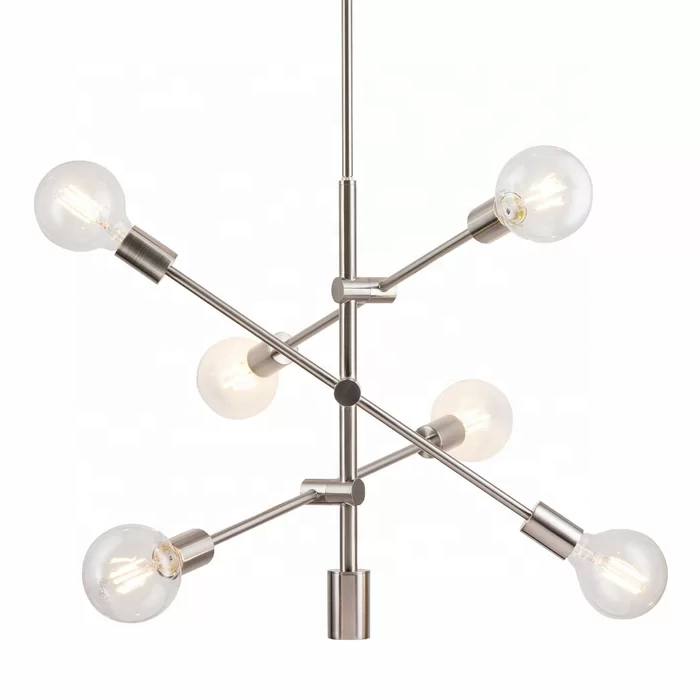 2020 Simig Simple style design with Baton 6 glass Light Sputnik Black Modern Linear Transitional Chandelier for home lighting