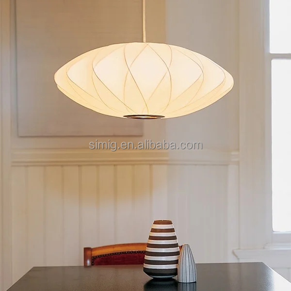 Simig lighting modern classic design Nelson Bubble pendant lamp Silk covered chandelier for living room