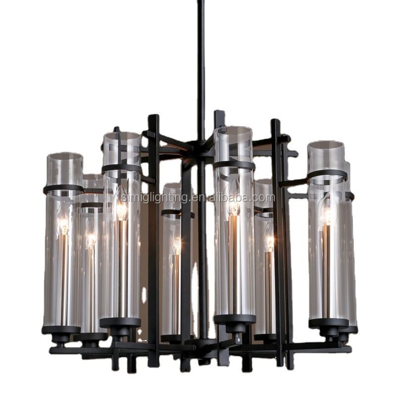 Simig lighting loft vintage retro black big tube pendant lamp Rustic antique unique restaurant kitchen lamp